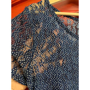 Maurice's Sweet Lace Floral Top Shirt Blue  polka Dots Zipper Back Size L Large